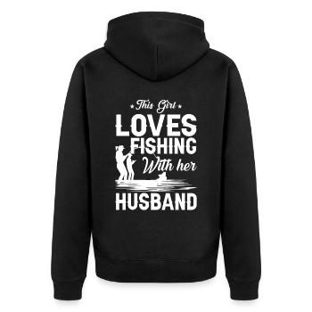 Dieses Mädchen liebt das Angeln mit ihrem Ehemann - Unisex Premium Bio Zip Hoodie - Schwarz - Hinten - Nico (187cm)
