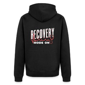 Erholung Modus Ein Patient Erholen Überlebender - Unisex Premium Bio Zip Hoodie - Schwarz - Hinten - Nico (187cm)