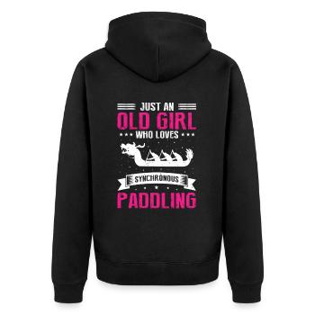 Drachenboot Trainer und Drachenboot - Unisex Premium Bio Zip Hoodie - Schwarz - Hinten - Nico (187cm)