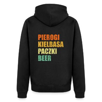 pierogi kielbasa - Unisex Premium Bio Zip Hoodie - Schwarz - Hinten - Nico (187cm)