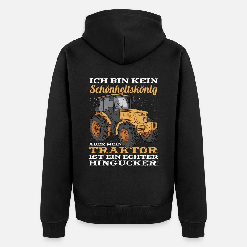 Mein Traktor Ist Ein Echter Hingucker - Unisex Premium Bio Zip Hoodie - Schwarz