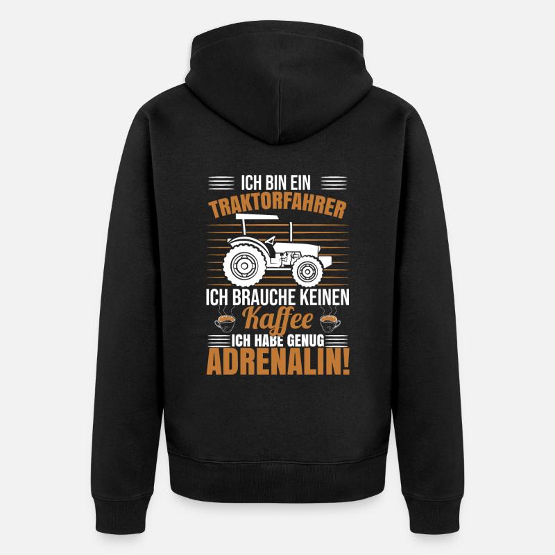 Ich Bin Ein Traktorfahrer - Unisex Premium Bio Zip Hoodie - Schwarz