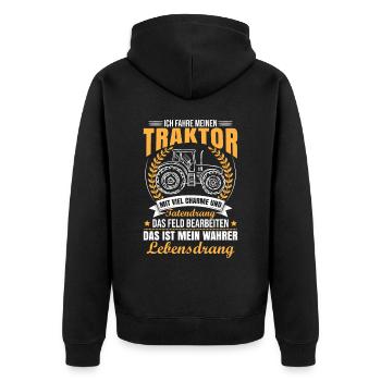 Ich Fahre Meinen Traktor - Unisex Premium Bio Zip Hoodie - Schwarz - Hinten - Nico (187cm)