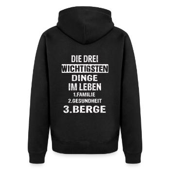Berge - Unisex Premium Bio Zip Hoodie - Schwarz - Hinten - Nico (187cm)
