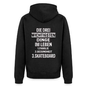 Skateboard - Unisex Premium Bio Zip Hoodie - Schwarz - Hinten - Nico (187cm)