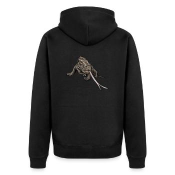 Komodowaran I Komododrache Motiv für Reptilien - Unisex Premium Bio Zip Hoodie - Schwarz - Hinten - Nico (187cm)