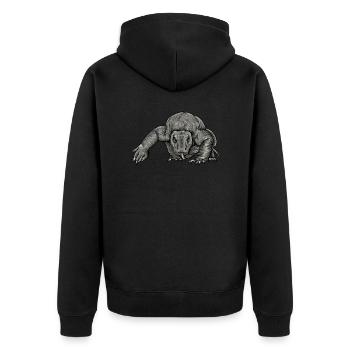Komodowaran I Komododrache Motiv für Reptilien - Unisex Premium Bio Zip Hoodie - Schwarz - Hinten - Nico (187cm)