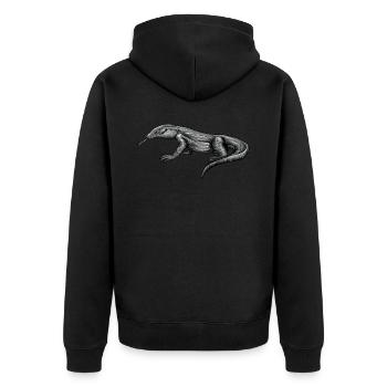 Komodowaran I Komododrache Motiv für Reptilien - Unisex Premium Bio Zip Hoodie - Schwarz - Hinten - Nico (187cm)
