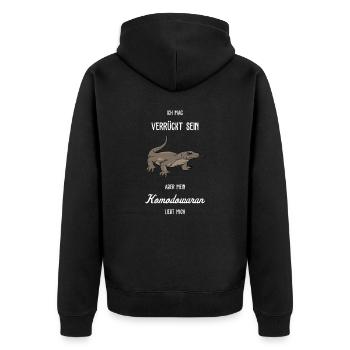 Komodowaran I Komododrache Motiv für Reptilien - Unisex Premium Bio Zip Hoodie - Schwarz - Hinten - Nico (187cm)