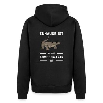 Komodowaran I Komododrache Motiv für Reptilien - Unisex Premium Bio Zip Hoodie - Schwarz - Hinten - Nico (187cm)