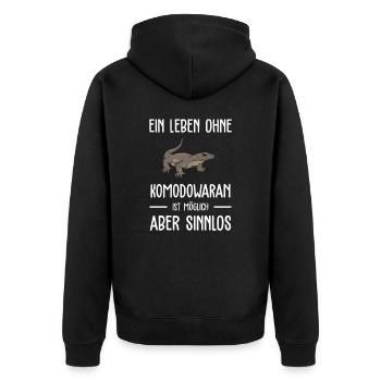 Komodowaran I Komododrache Motiv für Reptilien - Unisex Premium Bio Zip Hoodie - Schwarz - Hinten - Nico (187cm)