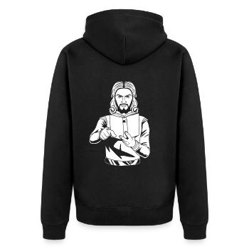 Christ Christentum - Unisex Premium Bio Zip Hoodie - Schwarz - Hinten - Nico (187cm)