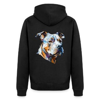 Geometric Pitbull Pet Dog Abstract Polygonal Dog B - Unisex Premium Organic Zip Hoodie - black - Back - Nico (187cm)