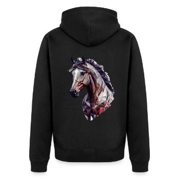 Geometric Horse Head Abstract Polygonal Horse Ridi - Unisex Premium Bio Zip Hoodie - Schwarz - Hinten - Nico (187cm)