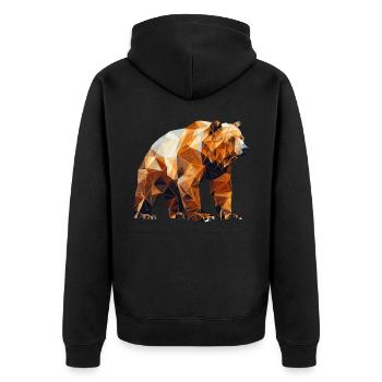Geometric Bear Head Abstract Polygonal Wild Animal - Unisex Premium Bio Zip Hoodie - Schwarz - Hinten - Nico (187cm)