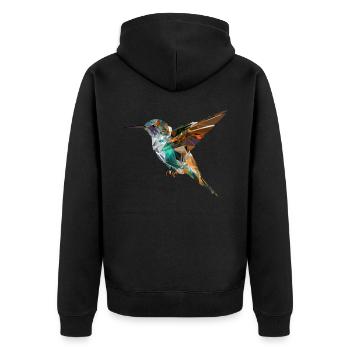 Geometric Hummingbird Head Abstract Polygonal Bird - Unisex Premium Organic Zip Hoodie - black - Back - Nico (187cm)