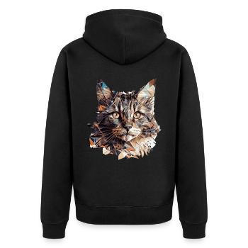 Geometric Cat Head Abstract Polygonal Pet Cat - Unisex Premium Organic Zip Hoodie - black - Back - Nico (187cm)