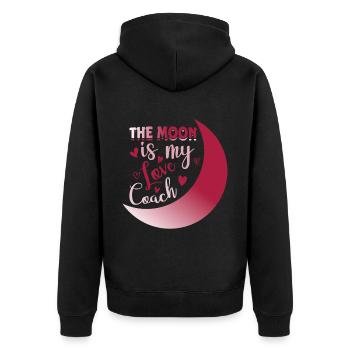 Romantische Mond-Soulmate-Designs für einen - Unisex Premium Bio Zip Hoodie - Schwarz - Hinten - Nico (187cm)