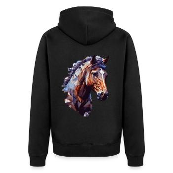 Géométrique Tête de Cheval Abstrait Polygonal Cheval Ridi - Veste à capuche bio Premium Unisexe - noir - Dos - Nico (187cm)