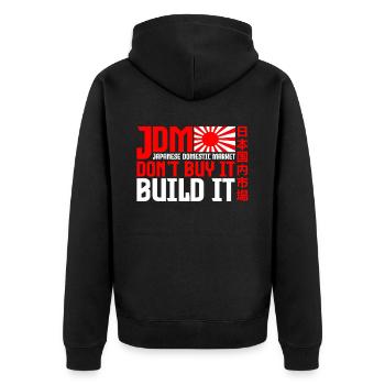 JDM Japanese Domestic Market Automotive - Unisex Premium Bio Zip Hoodie - Schwarz - Hinten - Nico (187cm)