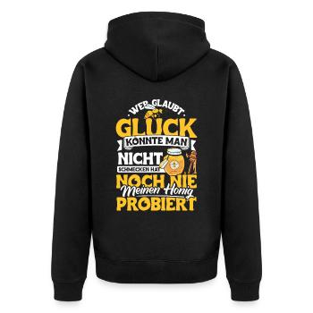 Bienen Imker Honig - Unisex Premium Bio Zip Hoodie - Schwarz - Hinten - Nico (187cm)