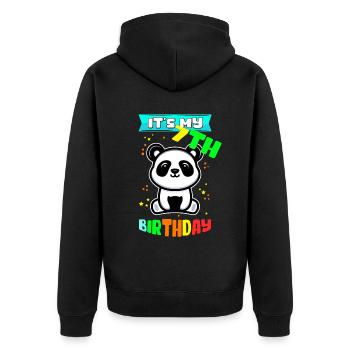 7. Geburtstag 7 Jahre alt Geschenkidee Geschenk - Unisex Premium Bio Zip Hoodie - Schwarz - Hinten - Nico (187cm)