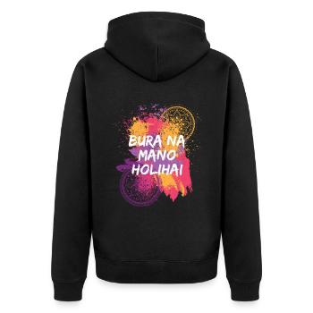 Bura Na Mano Holihai Holi Festival - Unisex Premium Bio Zip Hoodie - Schwarz - Hinten - Nico (187cm)