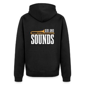 Trombone Air And Sounds Marching Band Trombonist - Unisex Premium Bio Zip Hoodie - Schwarz - Hinten - Nico (187cm)