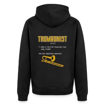 Trombone Trombonist Like A Normal Wind Instrument - Unisex Premium Bio Zip Hoodie - Schwarz - Hinten - Nico (187cm)