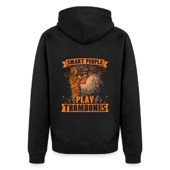 Trombone Smart People Play Brass Band Trombonist - Unisex Premium Bio Zip Hoodie - Schwarz - Hinten - Nico (187cm)