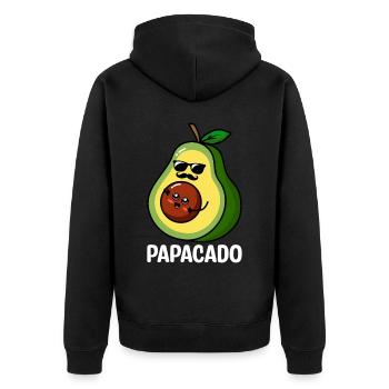 Papacado Avocado Guacamole Liebhaber Avocados - Unisex Premium Bio Zip Hoodie - Schwarz - Hinten - Nico (187cm)