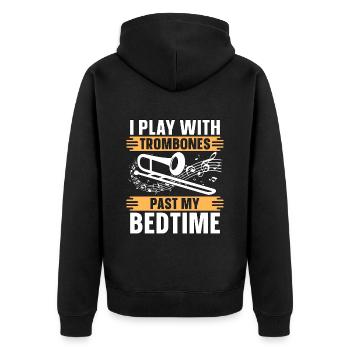 Trombone I Play With Trombones Musical Instrument - Unisex Premium Bio Zip Hoodie - Schwarz - Hinten - Nico (187cm)