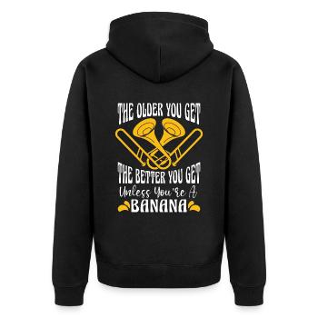 Trombone The Older You Get Brass Band Trombonist - Unisex Premium Bio Zip Hoodie - Schwarz - Hinten - Nico (187cm)