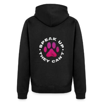 Tierrettung Tierrechte Tierliebe Haustier Geschenk - Unisex Premium Bio Zip Hoodie - Schwarz - Hinten - Nico (187cm)