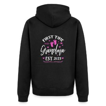 Schwangerschaft Oma Schwanger Geburt Baby Geschenk - Unisex Premium Bio Zip Hoodie - Schwarz - Hinten - Nico (187cm)