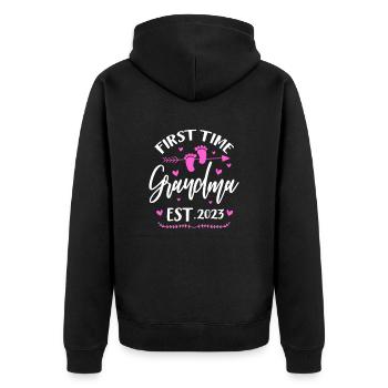 Schwangerschaft Oma - Unisex Premium Bio Zip Hoodie - Schwarz - Hinten - Nico (187cm)