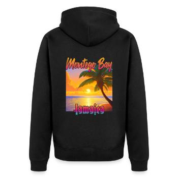 Coucher de soleil à Montego Bay, Jamaïque - Veste à capuche bio Premium Unisexe - noir - Dos - Nico (187cm)