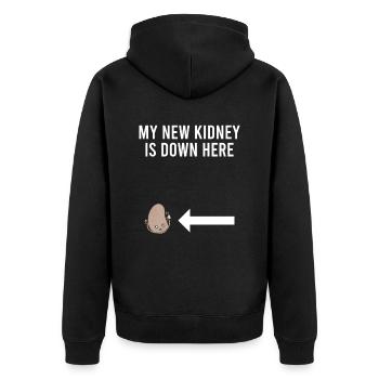 Neue Niere Transplantation Dialyse - Unisex Premium Bio Zip Hoodie - Schwarz - Hinten - Nico (187cm)