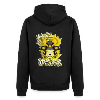 Kitsun Vaporwave Japanese Kami Vaporwave Kitsune - Unisex Premium Organic Zip Hoodie - black - Back - Nico (187cm)