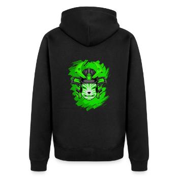 Kitsun Vaporwave Japanische Kami Vaporwave Kitsune - Unisex Premium Bio Zip Hoodie - Schwarz - Hinten - Nico (187cm)