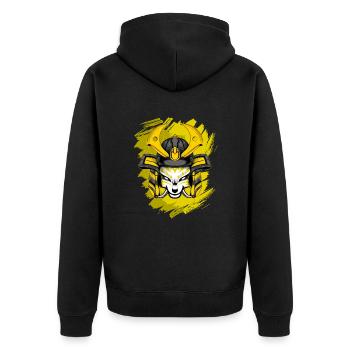 Kitsun Vaporwave Japanische Kami Vaporwave Kitsune - Unisex Premium Bio Zip Hoodie - Schwarz - Hinten - Nico (187cm)