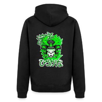 Kitsun Vaporwave Japanese Kami Vaporwave Kitsune - Unisex Premium Organic Zip Hoodie - black - Back - Nico (187cm)