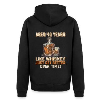 40. Geburtstag Whiskey, Scotch Spruch Geschenkidee - Unisex Premium Bio Zip Hoodie - Schwarz - Hinten - Nico (187cm)