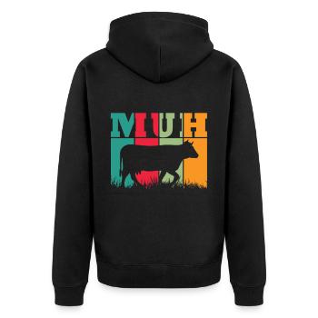 Muh Kuh - Unisex Premium Bio Zip Hoodie - Schwarz - Hinten - Nico (187cm)
