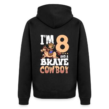 I'm 8 - Boy Cowboy - Unisex Premium Organic Zip Hoodie - black - Back - Nico (187cm)
