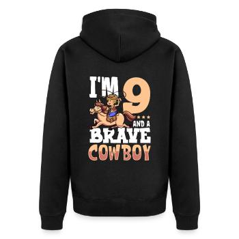 I'm 9 - Boy Cowboy - Unisex Premium Organic Zip Hoodie - black - Back - Nico (187cm)