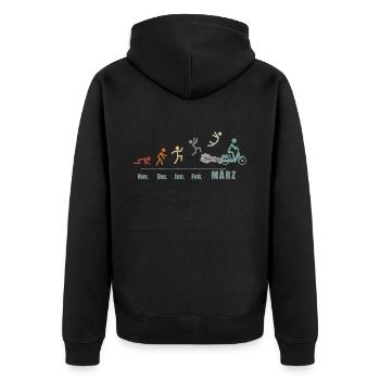 Mofa Mofafahrer Moped Vintage Mofa Mofasaison Mofa - Unisex Premium Bio Zip Hoodie - Schwarz - Hinten - Nico (187cm)