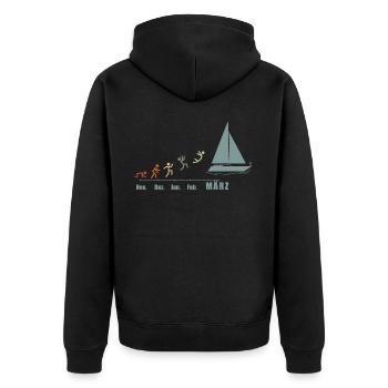Segler Segelboot Segelschiff Segelyacht - Unisex Premium Bio Zip Hoodie - Schwarz - Hinten - Nico (187cm)