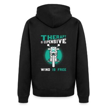 Motorbike Riding Shirt Gift Biker Therapy - Unisex Premium Organic Zip Hoodie - black - Back - Nico (187cm)