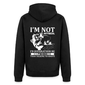 I'm not antisocial, I'd just rather fish - Unisex Premium Organic Zip Hoodie - black - Back - Nico (187cm)